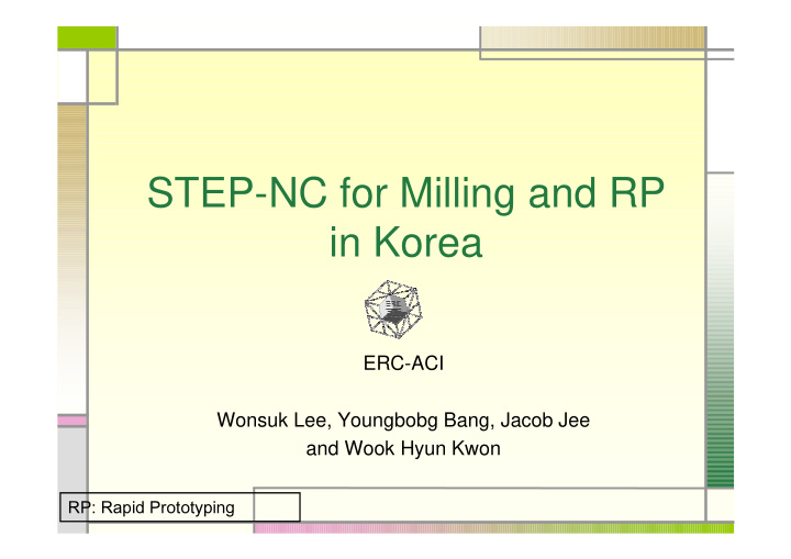 step nc for milling and rp in korea