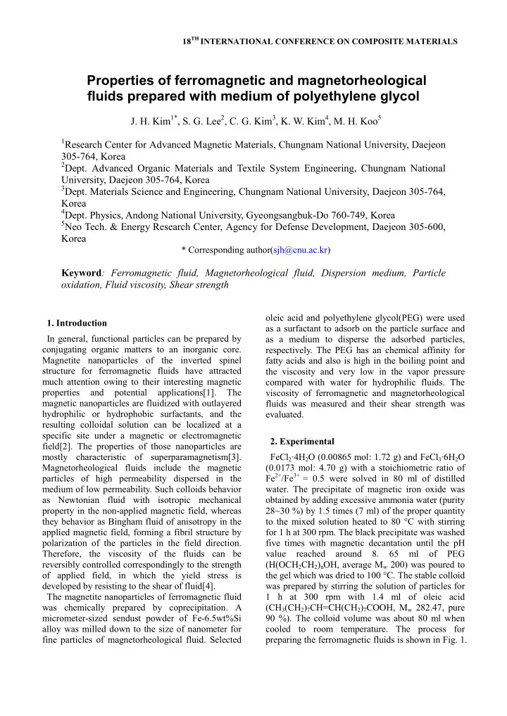 properties of ferromagnetic and magnetorheological fluids