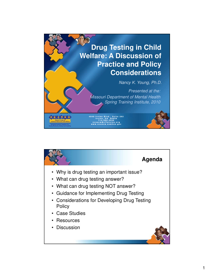 drug testing in child welfare a discussion of practice