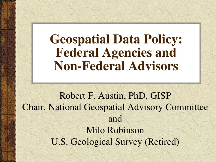 geospatial data policy federal agencies and non federal