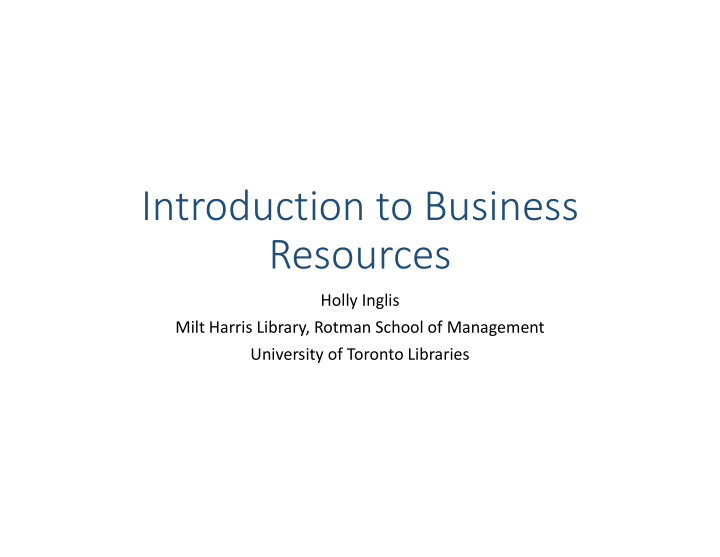 introduction to business resources