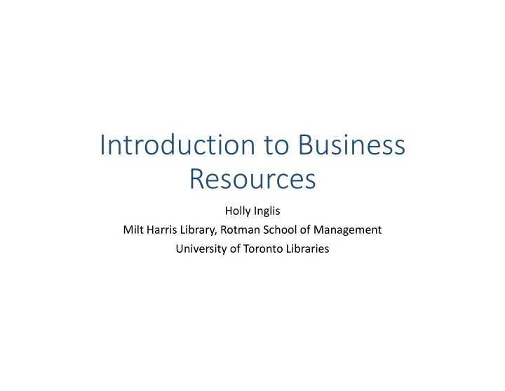 introduction to business resources