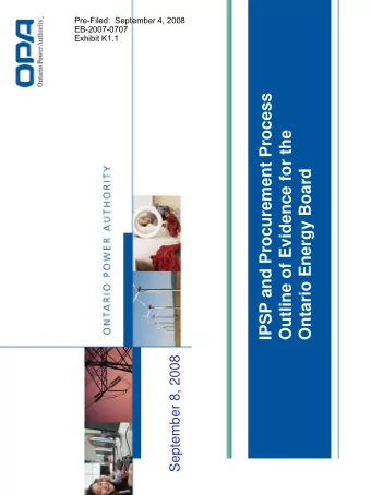 IPSP and Procurement Process  Outline of Evidence for the  Ontario Energy Board  September 8, 2008