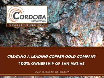 100% 100% OWNERSHIP OF SAN  OWNERSHIP OF SAN MA  MATIAS TIAS  Toronto, Ontario M5H 3M7 Canada