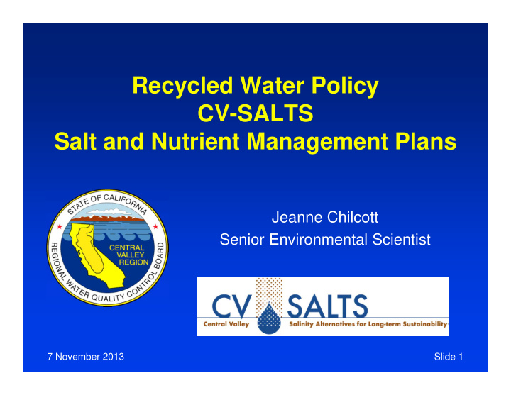 recycled water policy cv salts salt and nutrient