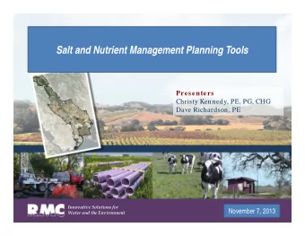Salt and Nutrient Management Planning Tools  for the Sonoma Valley County Sanitation District