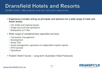 www.dransfield.com.au  1   80% of lenders said they would lend to serviced apartments (2011