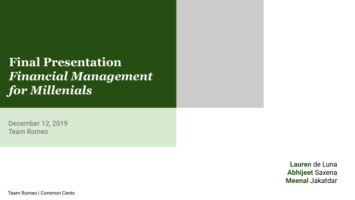 final presentation financial management for millenials