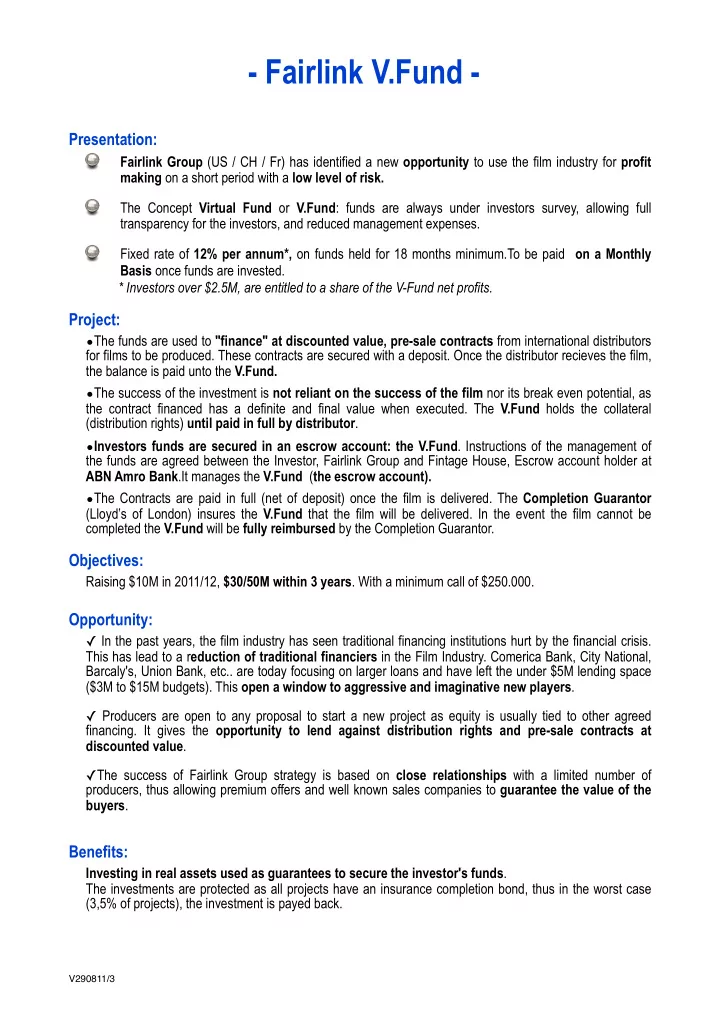 fairlink v fund
