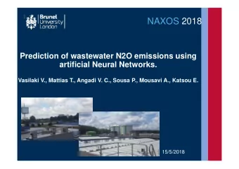 NAXOS 2018  Prediction of wastewater N2O emissions using  artificial Neural Networks.  Vasilaki V.,