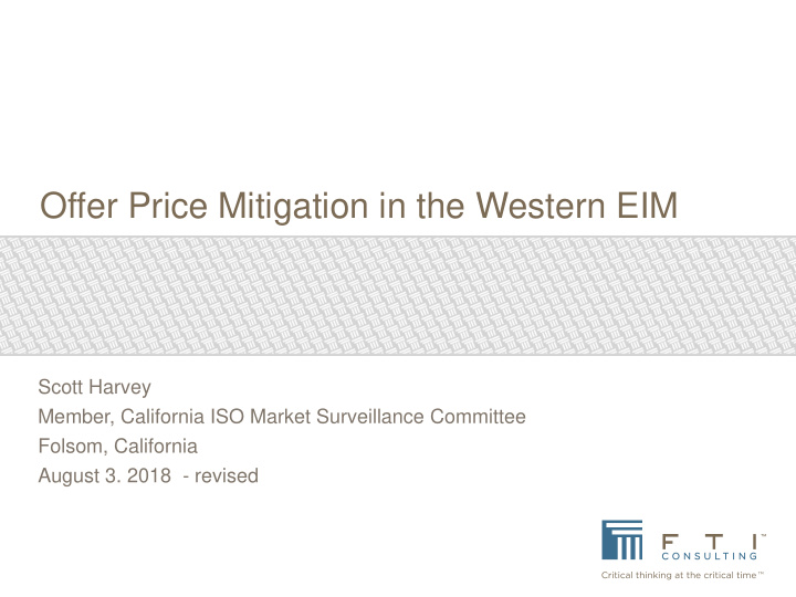 offer price mitigation in the western eim