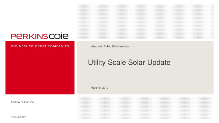 utility scale solar update