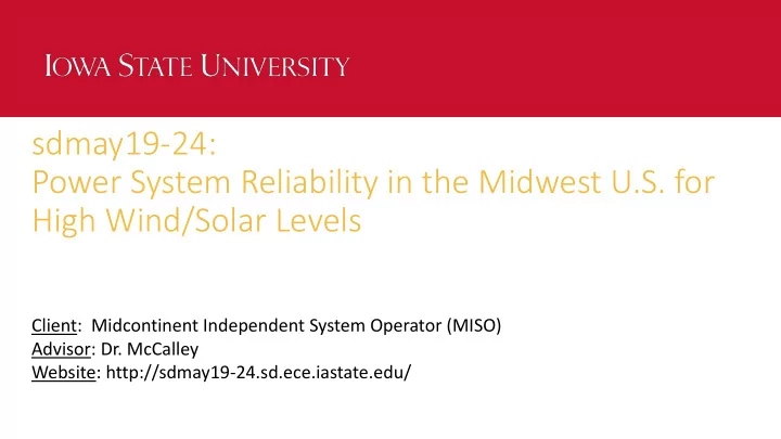 sdmay19 24 power system reliability in the midwest u s