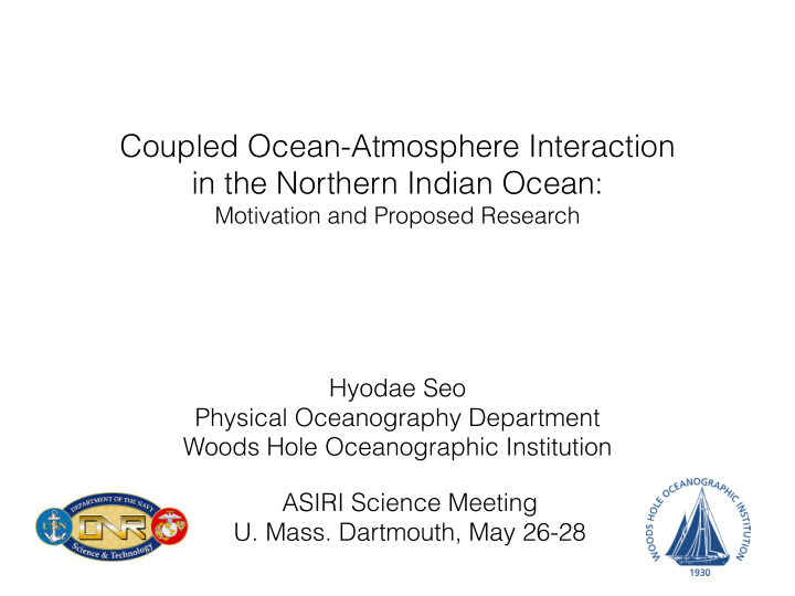coupled ocean atmosphere interaction in the northern