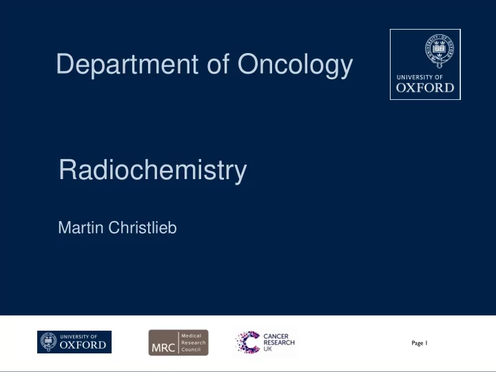 department of oncology