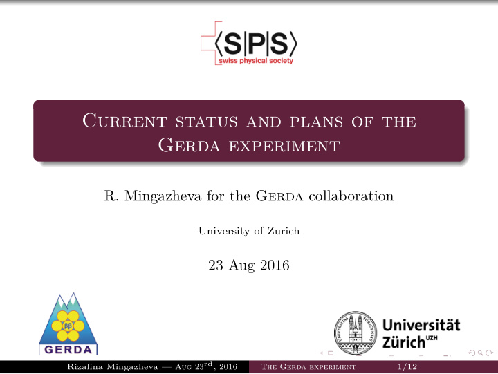 current status and plans of the gerda experiment