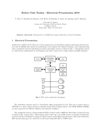 Robot Club Toulon : Electrical Presentation 2019  V. Gies, V. Barchasz, Q. Rousset, J.M. Herve, Q.