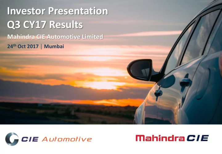 investor presentation q3 cy17 results