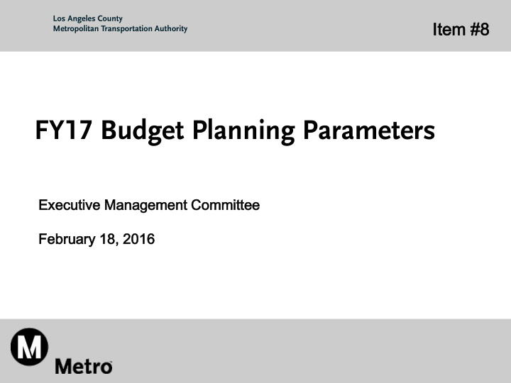 fy17 budget planning parameters