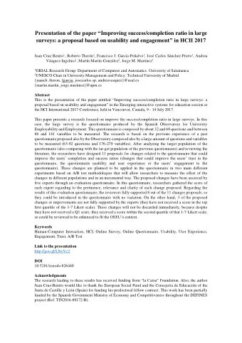 Presentation of the paper  Improving success/completion ratio in large surveys: a proposal based