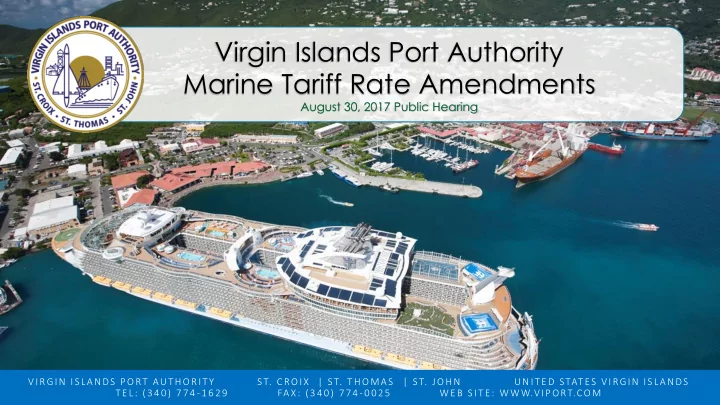virgin islands port authority marine tariff rate