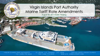 Virgin Islands Port Authority  Marine Tariff Rate Amendments  August 30, 2017 Public Hearing