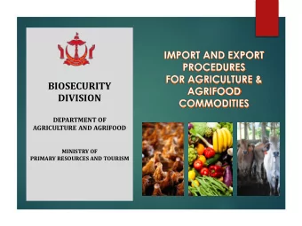 DIVISION  DEPARTMENT OF  AGRICULTURE AND AGRIFOOD  MINISTRY OF  PRIMARY RESOURCES AND TOURISM