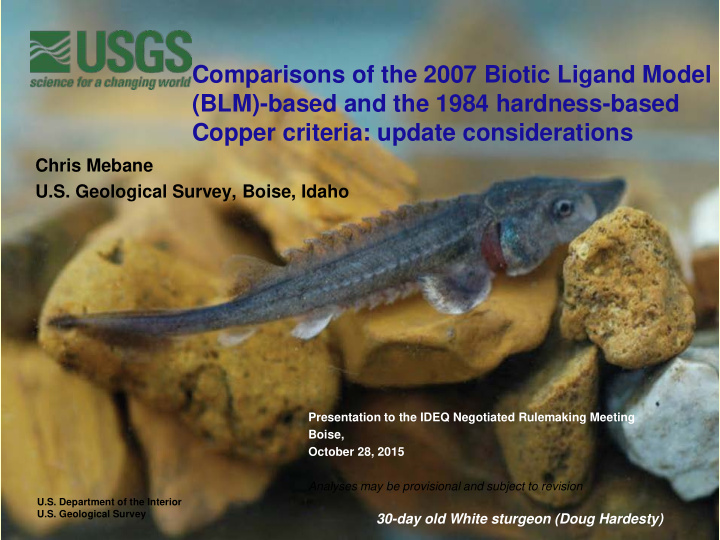 comparisons of the 2007 biotic ligand model blm based and