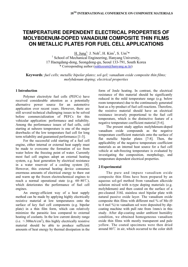 temperature dependent electrical properties of molybdenum