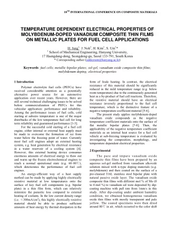TEMPERATURE DEPENDENT ELECTRICAL PROPERTIES OF  MOLYBDENUM-DOPED VANADIUM COMPOSITE THIN FILMS  ON