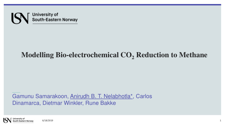 modelling bio electrochemical co 2 reduction to methane