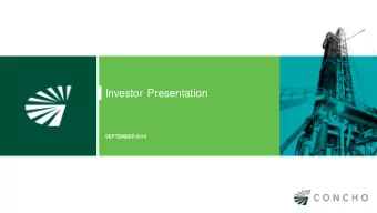 Investor Presentation  SEPTEMBER 2016  Forward-Looking Statements and Other Disclaimers  This