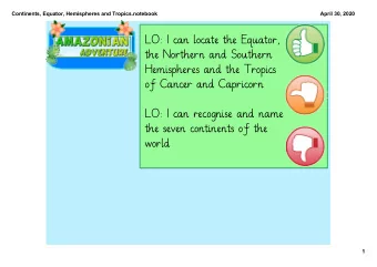 LO: I can locate the Equator,  the Northern and Southern  Hemispheres and the Tropics  of Cancer