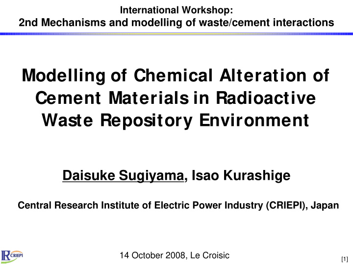 modelling of chemical alteration of cement materials in