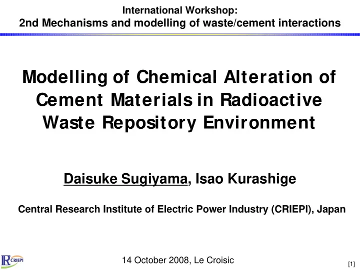 modelling of chemical alteration of cement materials in