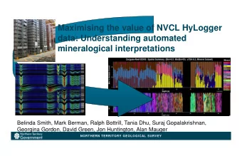 Maximising the value of NVCL HyLogger  data: Understanding automated  mineralogical interpretations