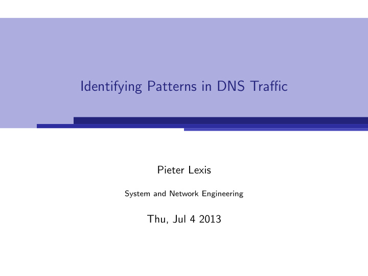 identifying patterns in dns traffic