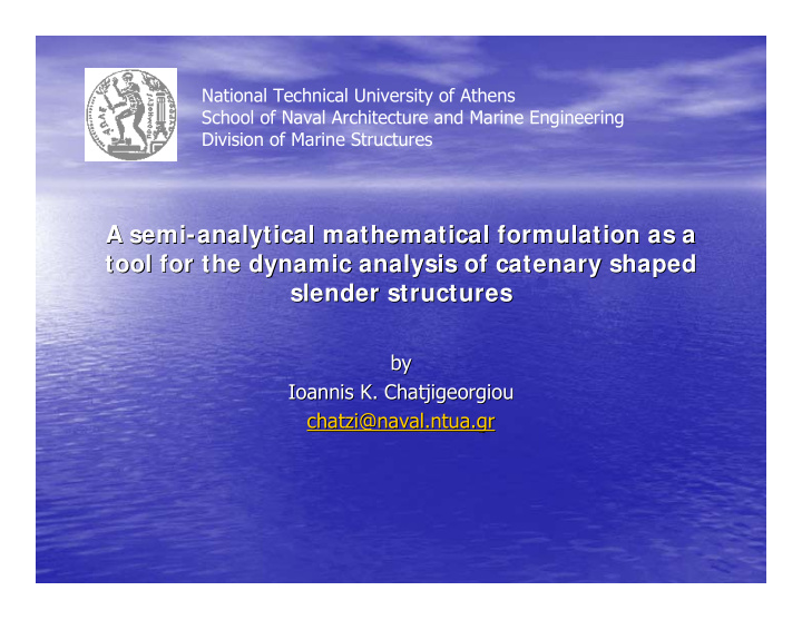 a semi analytical mathematical formulation as a