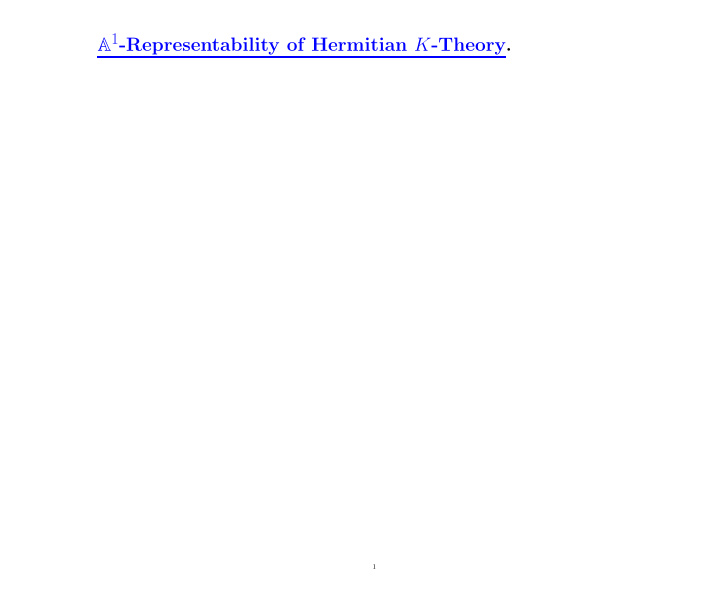 a 1 representability of hermitian k theory