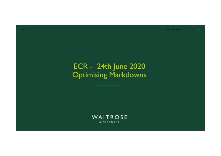 ecr 24th june 2020 optimising markdowns