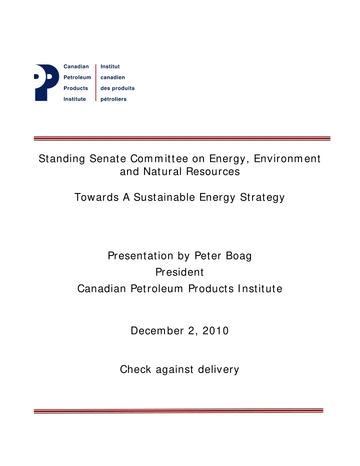 standing senate committee on energy environment and
