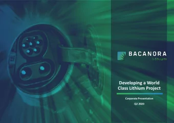 Developing a World  Class Lithium Project  Corporate Presentation  Q2 2020  DISCLAIMER  IMPORTANT