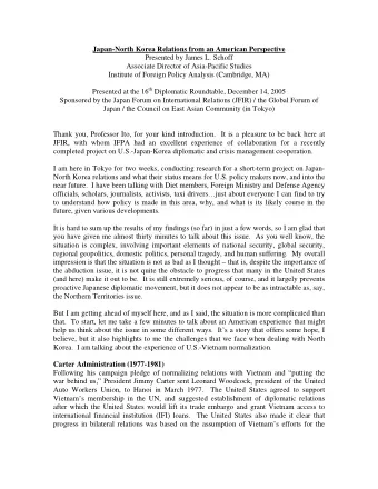 Japan-North Korea Relations from an American Perspective  Presented by James L. Schoff  Associate