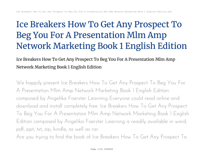 ice breakers how to get any prospect to beg you for a