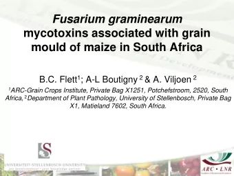 Fusarium graminearum  mycotoxins associated with grain mould of maize in South Africa B.C. Flett 1