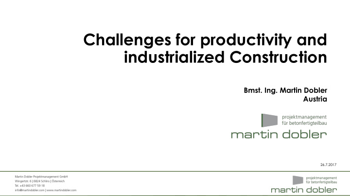 challenges for productivity and