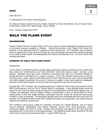 2  Date: 05/13/13  To: Metropolitan Park District Commissioners  CC: Malcolm Nealy, Tukwila Pool,