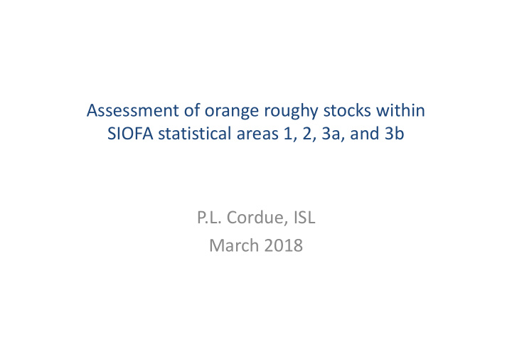 assessment of orange roughy stocks within siofa