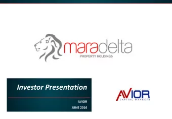 Investor Presentation  AVIOR  JUNE 2016  Proceedings  Introduction  Highlights  Transfer