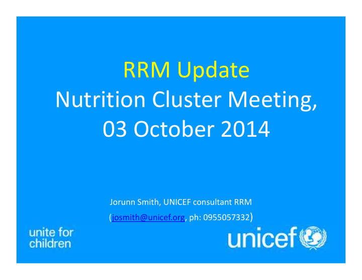 rrm update nutrition cluster meeting 03 october 2014